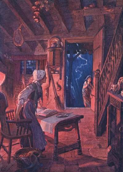The Door Flew Open, and on the Threshold the Startled Woman Saw a Young Girl, from The Child of the Air, 1910 by C. Wilhelm